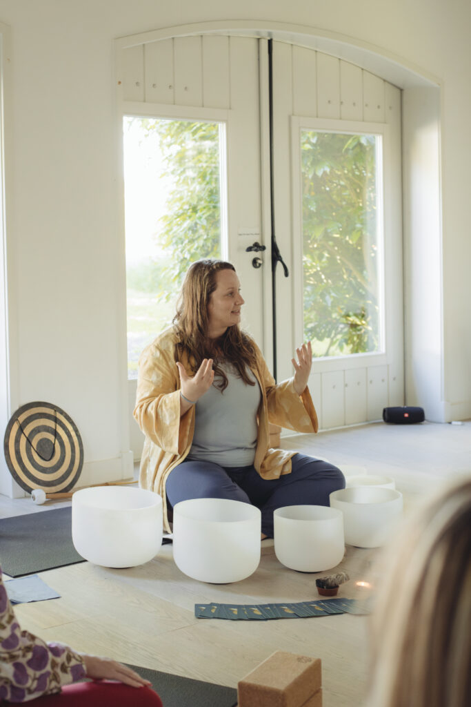 Agata Interacting With The Participants At Sound Healing Ceremony At Women's Retreat In Zeeland
